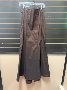 Tadashi Shoji Metallic Bronze Maxi Skirt Satin A-Line Formal